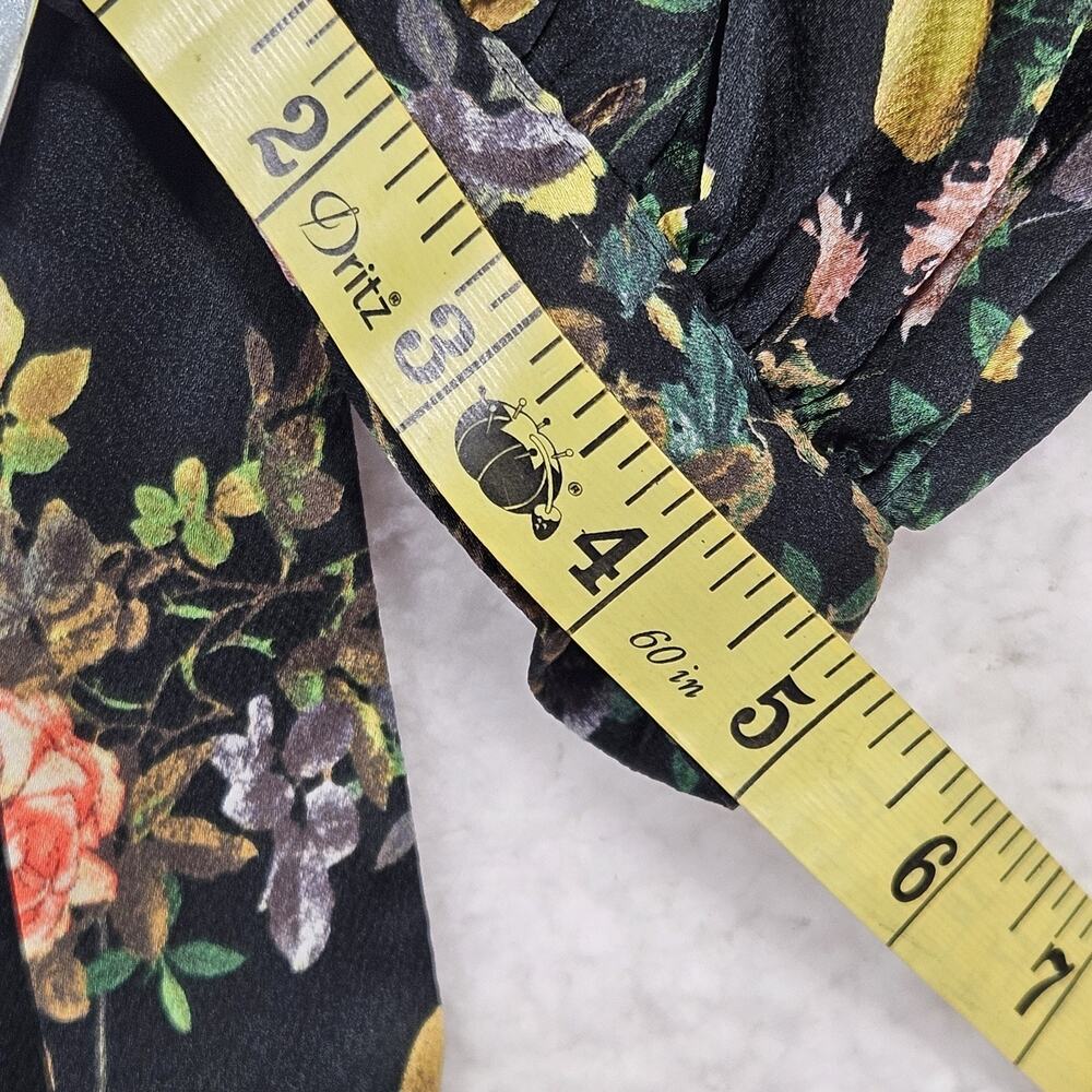 Banana Republic Black Floral Midi Shift Dress 3/4 Tie Sleeve Size 12 Cottagecore - Picture 13 of 16